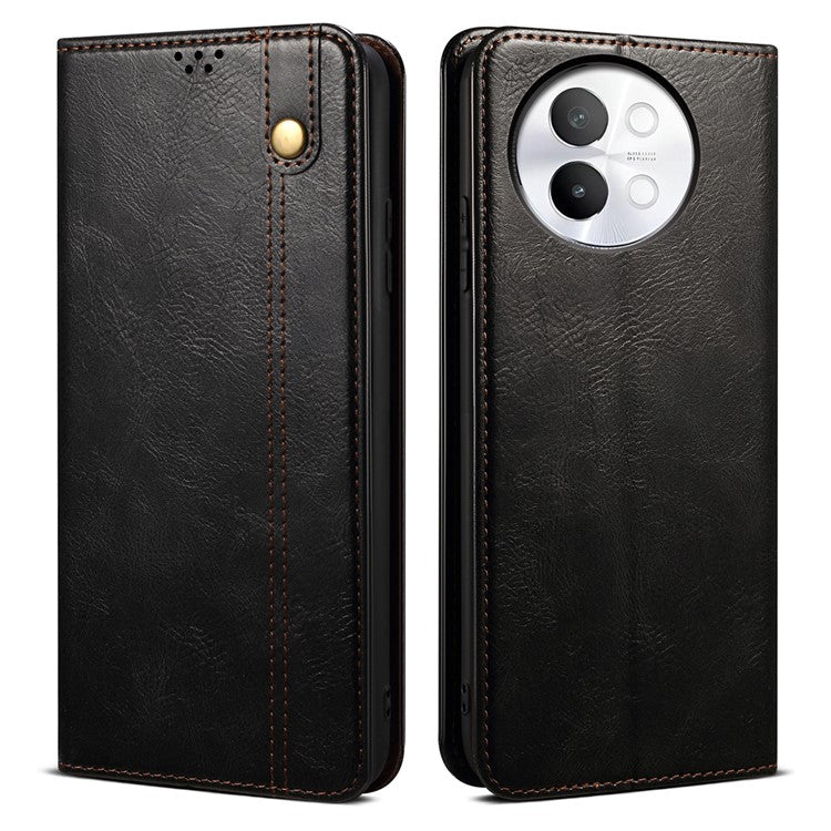 Phone Shell for vivo S18e 5G Case Stand PU Leather Cover Wallet - Black