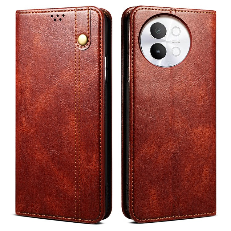 Phone Shell for vivo S18e 5G Case Stand PU Leather Cover Wallet - Brown