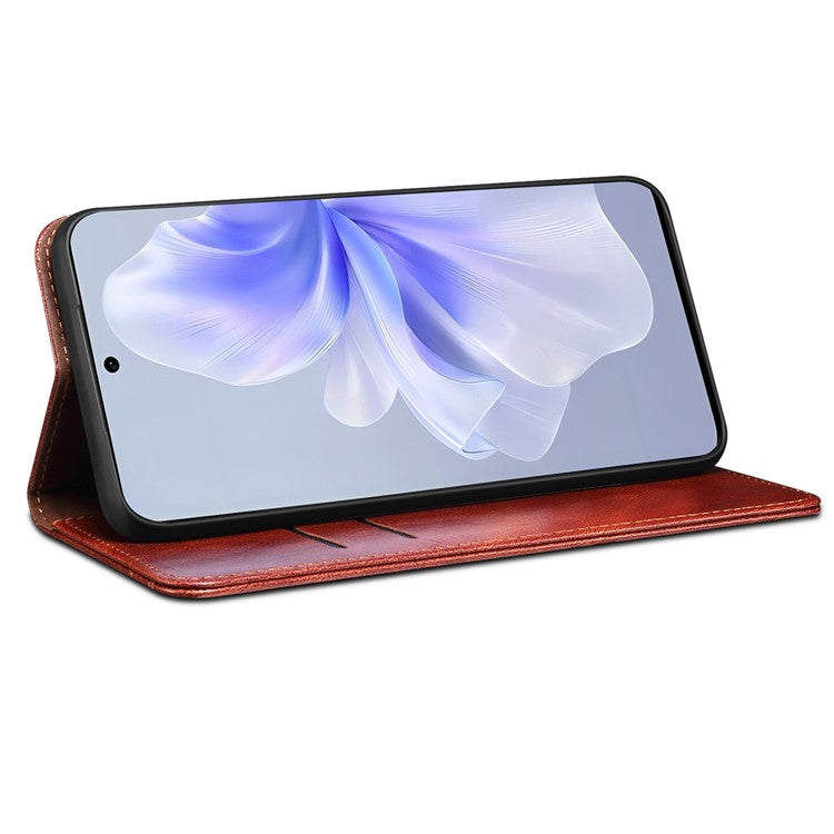 Phone Shell for vivo S18e 5G Case Stand PU Leather Cover Wallet - Brown