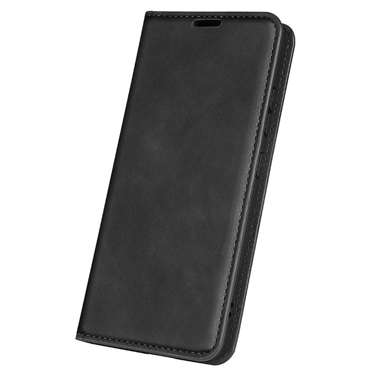 For Samsung Galaxy A55 5G Phone Case Leather Folio Flip Cover Magnetic Absorption - Black