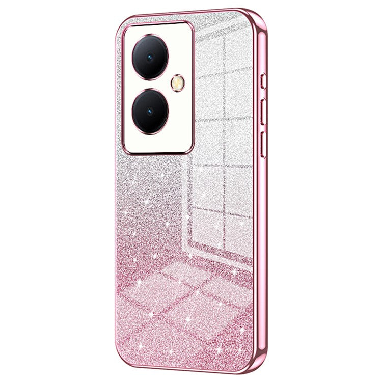 For vivo Y78+ 5G / Y78 5G / V29 Lite 5G TPU Case Gradient Glitter Electroplated Phone Cover - Pink