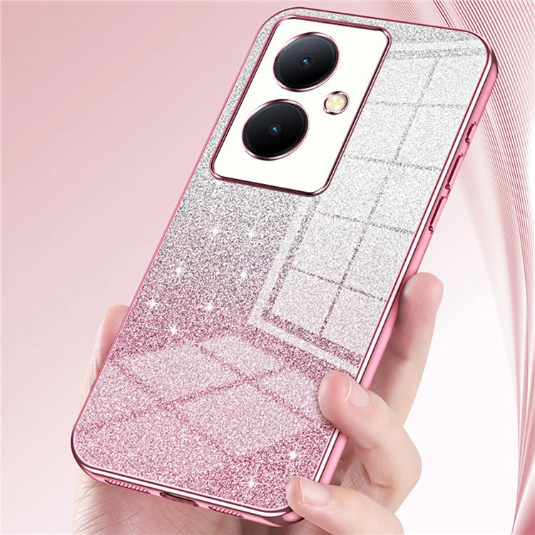 For vivo Y78+ 5G / Y78 5G / V29 Lite 5G TPU Case Gradient Glitter Electroplated Phone Cover - Pink