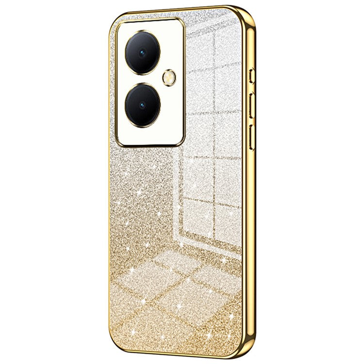 For vivo Y78+ 5G / Y78 5G / V29 Lite 5G TPU Case Gradient Glitter Electroplated Phone Cover - Gold