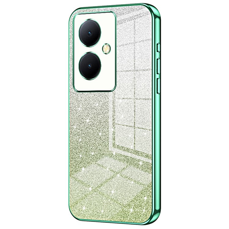 For vivo Y78+ 5G / Y78 5G / V29 Lite 5G TPU Case Gradient Glitter Electroplated Phone Cover - Green