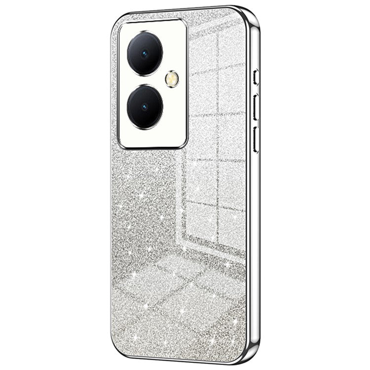 For vivo Y78+ 5G / Y78 5G / V29 Lite 5G TPU Case Gradient Glitter Electroplated Phone Cover - Silver