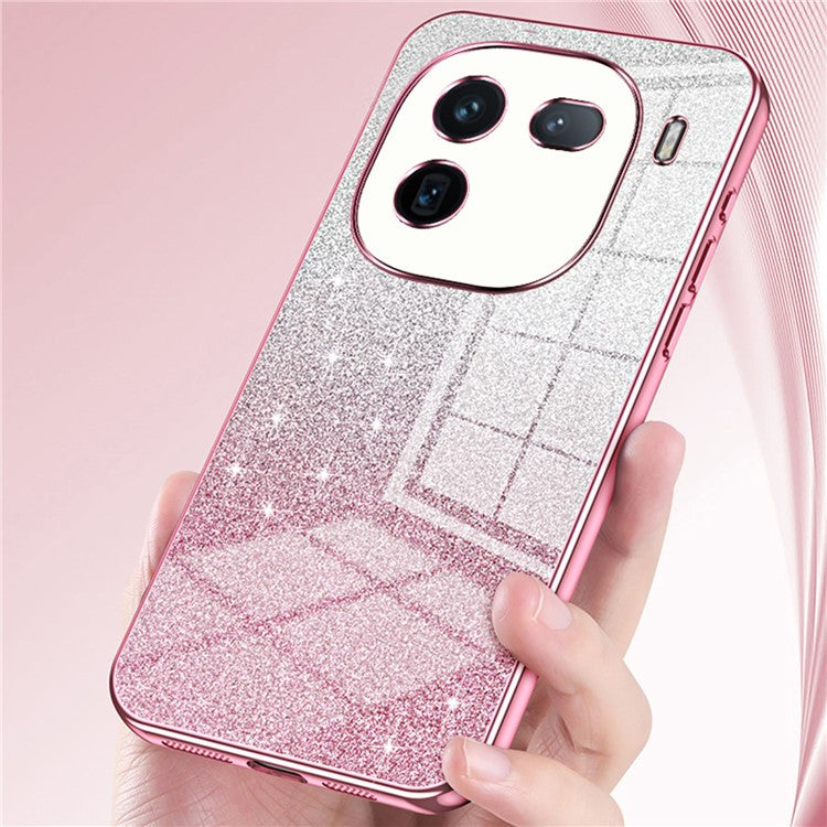 For vivo iQOO 12 Pro 5G TPU Phone Case Gradient Sparkle Electroplated Cover - Black