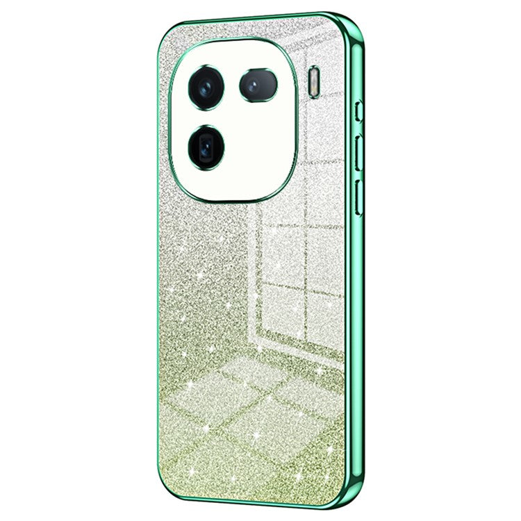 For vivo iQOO 12 Pro 5G TPU Phone Case Gradient Sparkle Electroplated Cover - Green