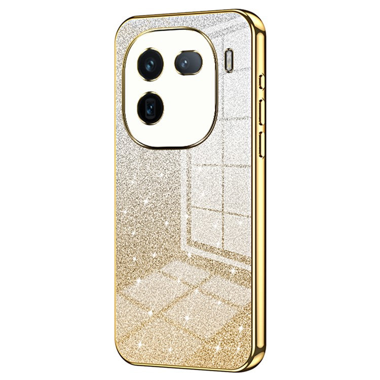 For vivo iQOO 12 Pro 5G TPU Phone Case Gradient Sparkle Electroplated Cover - Gold