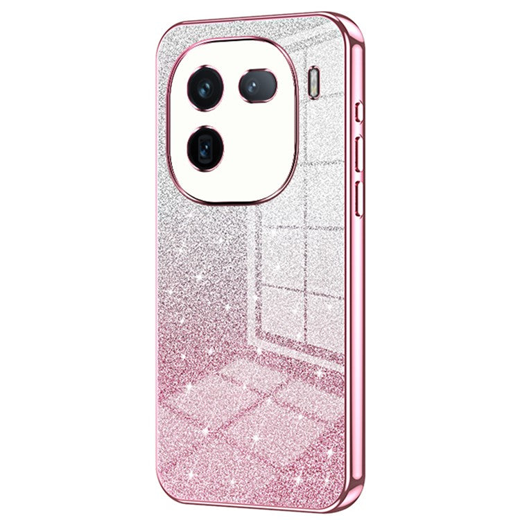 For vivo iQOO 12 Pro 5G TPU Phone Case Gradient Sparkle Electroplated Cover - Pink