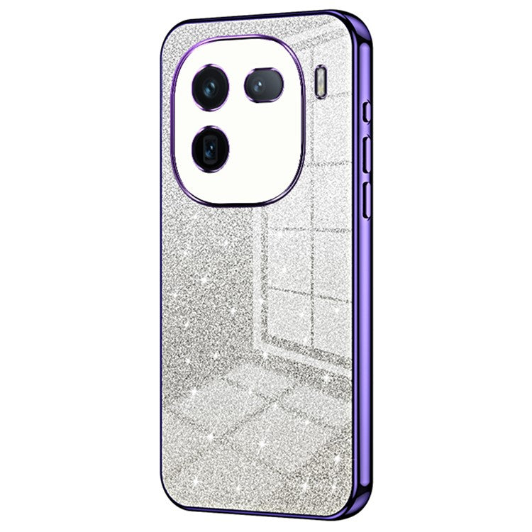 For vivo iQOO 12 Pro 5G TPU Phone Case Gradient Sparkle Electroplated Cover - Purple