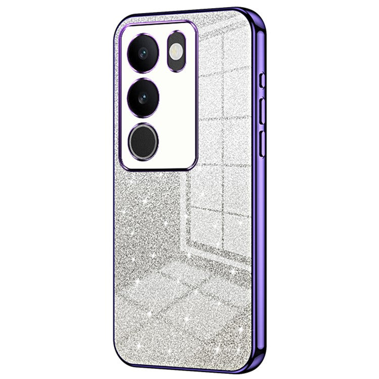 For vivo S17 5G TPU Phone Cover Shimmering Gradient Electroplate Case - Purple