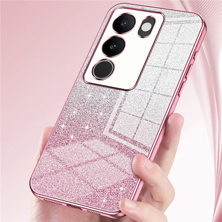 For vivo S17 5G TPU Phone Cover Shimmering Gradient Electroplate Case - Purple