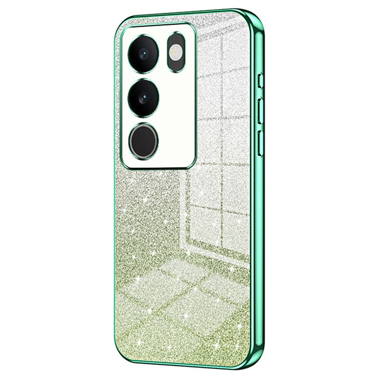 For vivo S17 5G TPU Phone Cover Shimmering Gradient Electroplate Case - Green