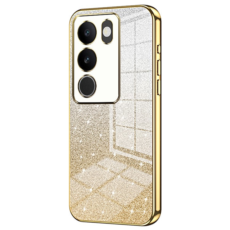 For vivo S17 5G TPU Phone Cover Shimmering Gradient Electroplate Case - Gold