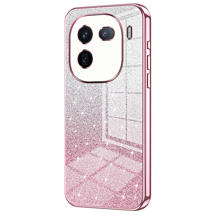 For vivo iQOO 12 5G Phone Cover Glitter Electroplated Fine-Cut TPU Case - Pink