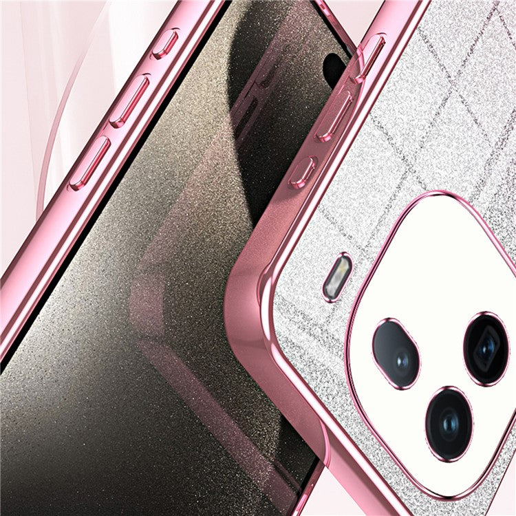 For vivo iQOO 12 5G Phone Cover Glitter Electroplated Fine-Cut TPU Case - Pink