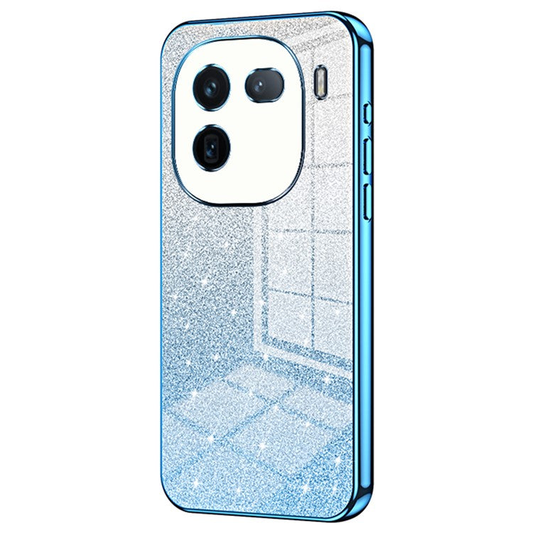 For vivo iQOO 12 5G Phone Cover Glitter Electroplated Fine-Cut TPU Case - Blue