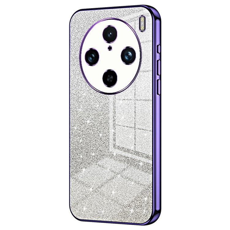 For vivo X100 Pro 5G Case Gradient Sparkle Electroplated Fine Hole TPU Cover - Purple