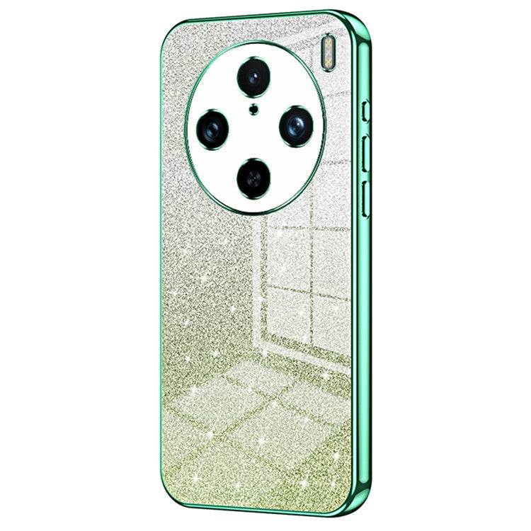 For vivo X100 Pro 5G Case Gradient Sparkle Electroplated Fine Hole TPU Cover - Green