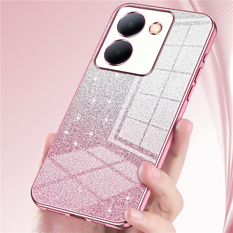 For vivo Y78 (China) 5G / Y78m 5G / Y36 4G (Global) / Y36 5G (Global) / Y27 5G / Y77t 5G Shiny TPU Case Electroplated Cover - Silver