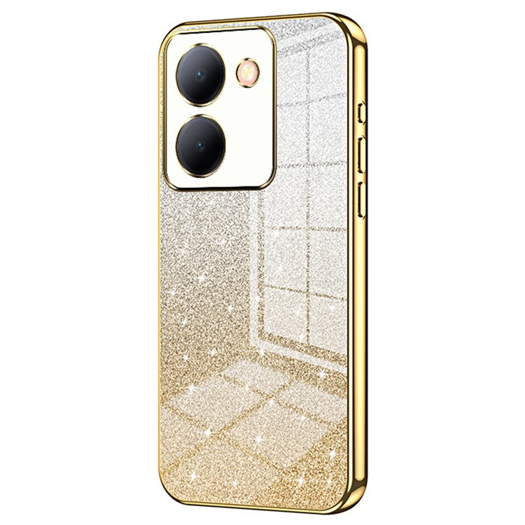 For vivo Y78 (China) 5G / Y78m 5G / Y36 4G (Global) / Y36 5G (Global) / Y27 5G / Y77t 5G Shiny TPU Case Electroplated Cover - Gold