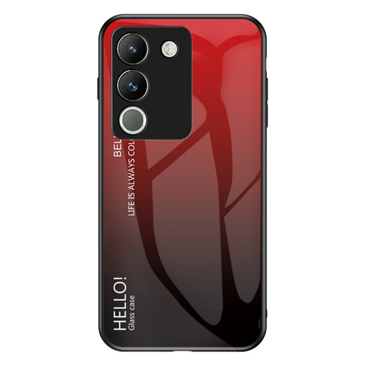 For vivo V29e (Global) 5G / Y200 (India) 5G Phone Case Gradient Tempered Glass Cover - Gradient Red Black