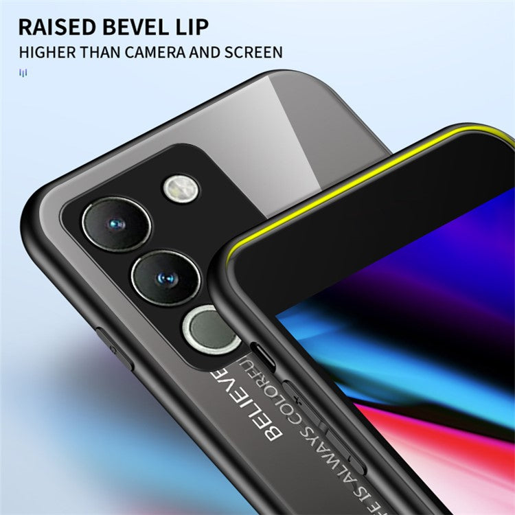 For vivo V29e (Global) 5G / Y200 (India) 5G Phone Case Gradient Tempered Glass Cover - Gradient Red Black