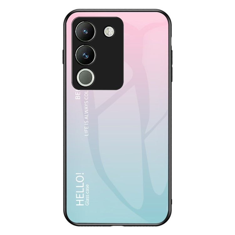 For vivo V29e (Global) 5G / Y200 (India) 5G Phone Case Gradient Tempered Glass Cover - Gradient Pink Blue