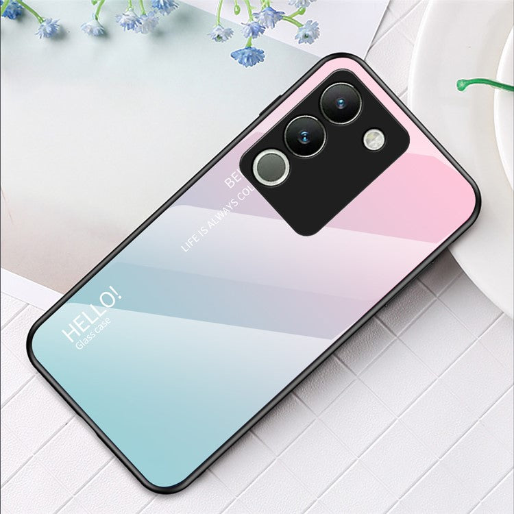 For vivo V29e (Global) 5G / Y200 (India) 5G Phone Case Gradient Tempered Glass Cover - Gradient Pink Blue