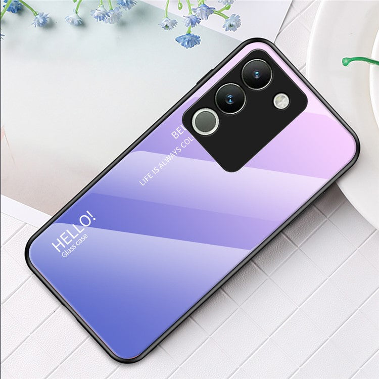 For vivo V29e (Global) 5G / Y200 (India) 5G Phone Case Gradient Tempered Glass Cover - Gradient Pink Purple