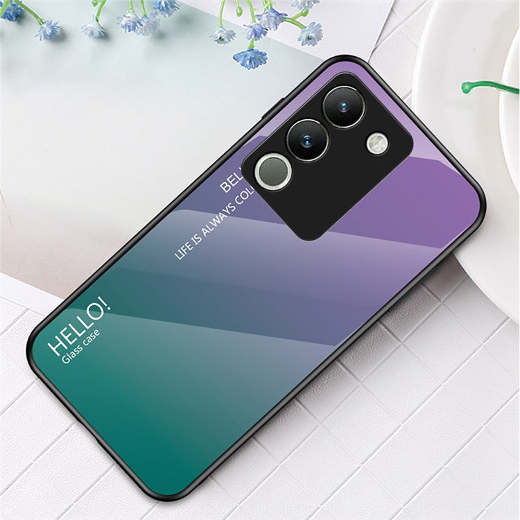 For vivo V29e (Global) 5G / Y200 (India) 5G Phone Case Gradient Tempered Glass Cover - Gradient Purple