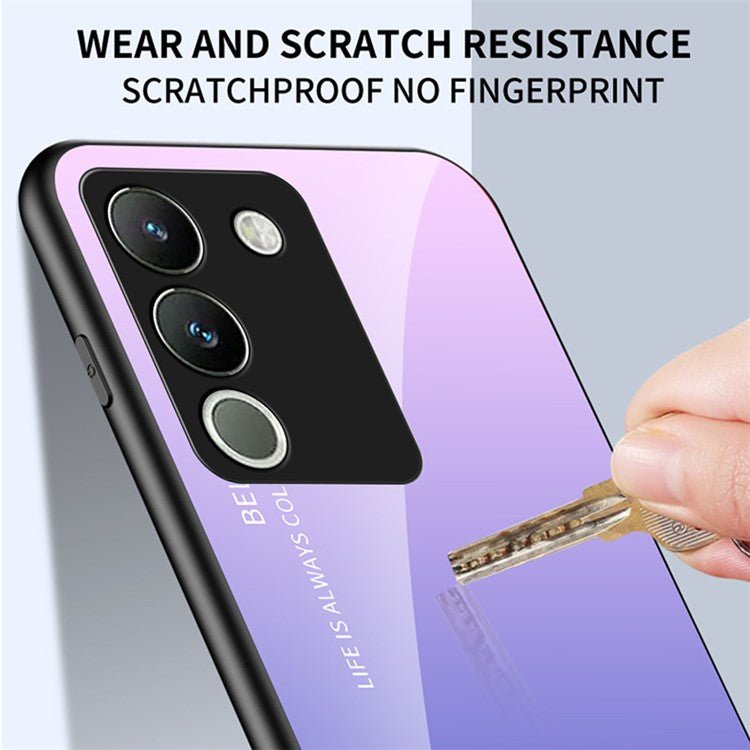 For vivo V29e (Global) 5G / Y200 (India) 5G Phone Case Gradient Tempered Glass Cover - Gradient Purple