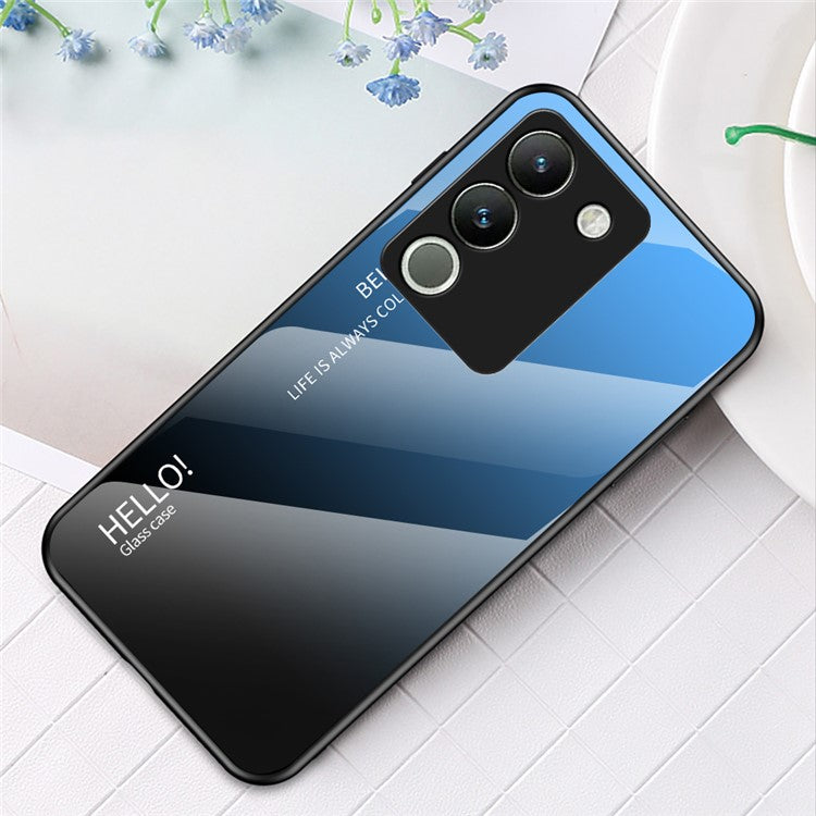 For vivo V29e (Global) 5G / Y200 (India) 5G Phone Case Gradient Tempered Glass Cover - Gradient Blue Black