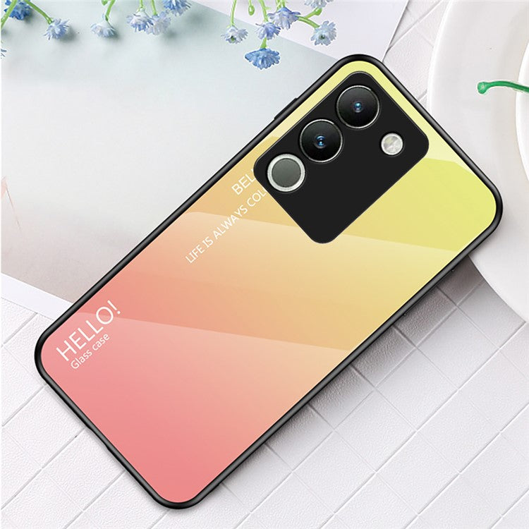 For vivo V29e (Global) 5G / Y200 (India) 5G Phone Case Gradient Tempered Glass Cover - Gradient Yellow