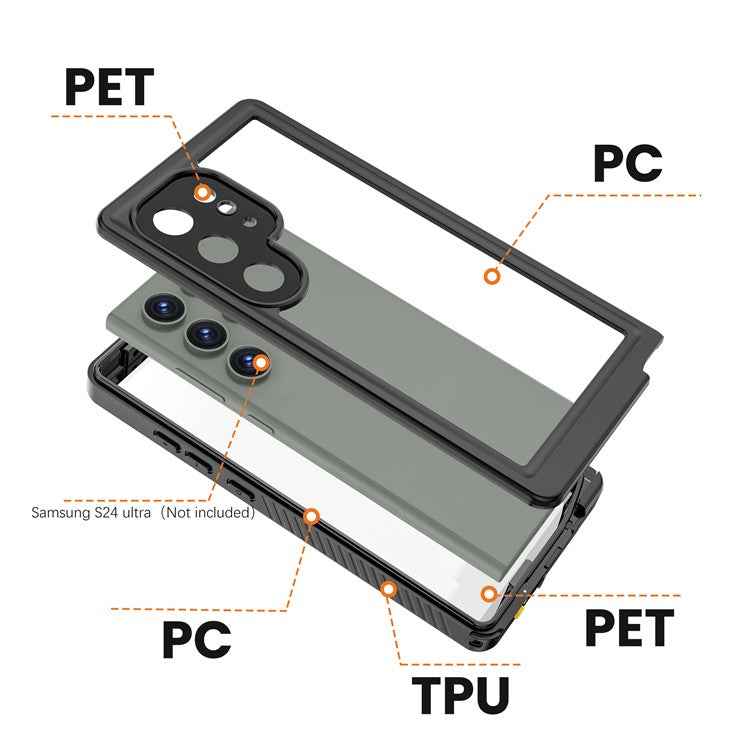 REDPEPPER FS Series for Samsung Galaxy S24 Ultra IP68 Waterproof Case Clear Back Panel Underwater Diving Cover