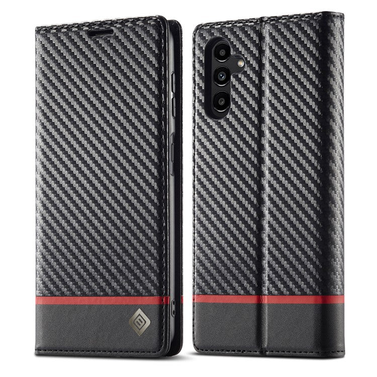 LC.IMEEKE For Samsung Galaxy A55 5G Phone Case Flip Wallet Carbon Fiber Texture - Horizontal Stripe