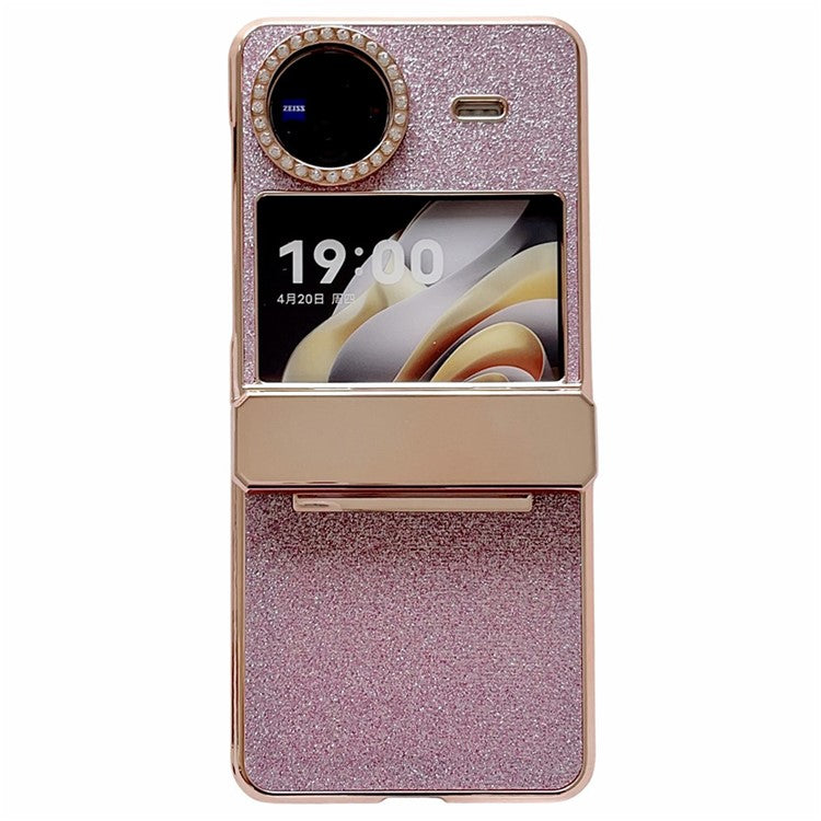 For vivo X Flip Glitter Bling Phone Case PU Leather+Hard PC Back Cover - Pink