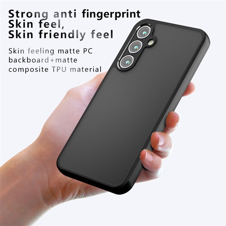 For Samsung Galaxy A15 4G / A15 5G Cell Phone Case Matte TPU+PC Skin-touch Cover - Transparent Black