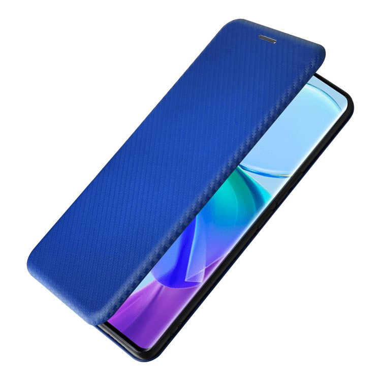 Card Holder Case for vivo V29 Lite 5G Leather Phone Cover Carbon Fiber Texture - Blue