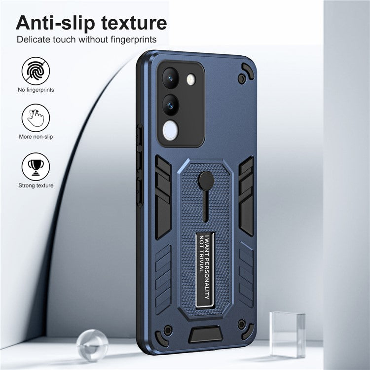 For vivo V29e (Global) 5G / Y200 (India) 5G Phone Case Metal Kickstand Back Cover - Blue