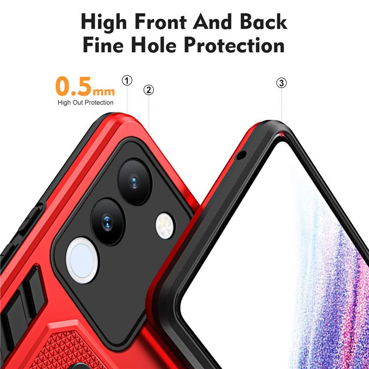 For vivo V29e (Global) 5G / Y200 (India) 5G Phone Case Metal Kickstand Back Cover - Red