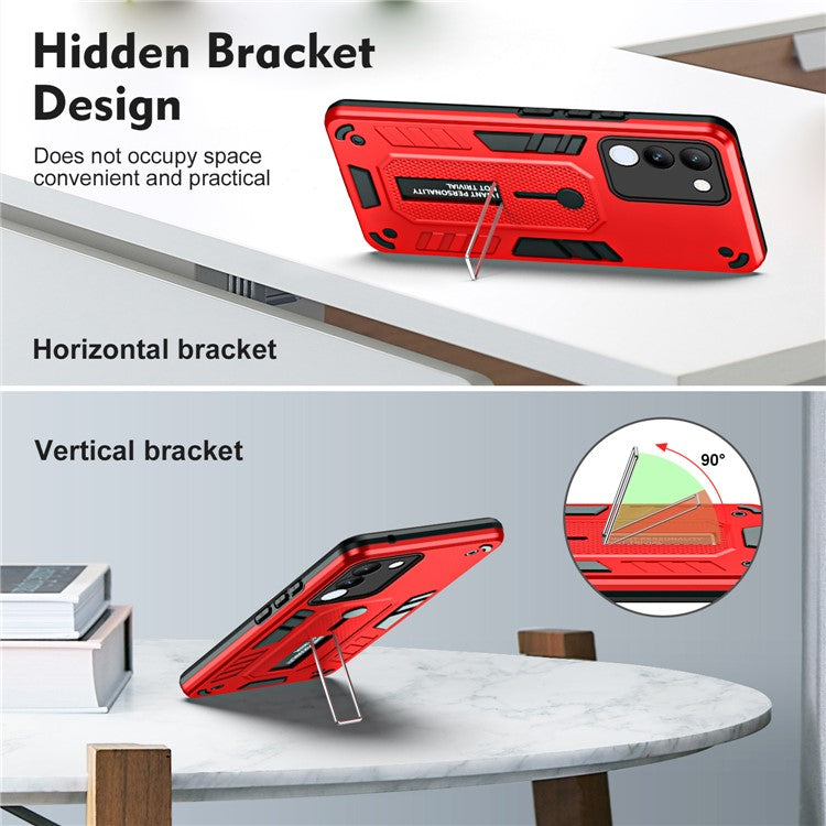 For vivo V29e (Global) 5G / Y200 (India) 5G Phone Case Metal Kickstand Back Cover - Red