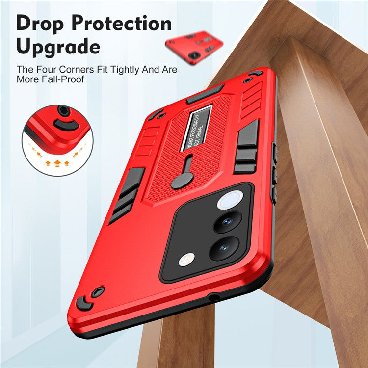 For vivo V29e (Global) 5G / Y200 (India) 5G Phone Case Metal Kickstand Back Cover - Red