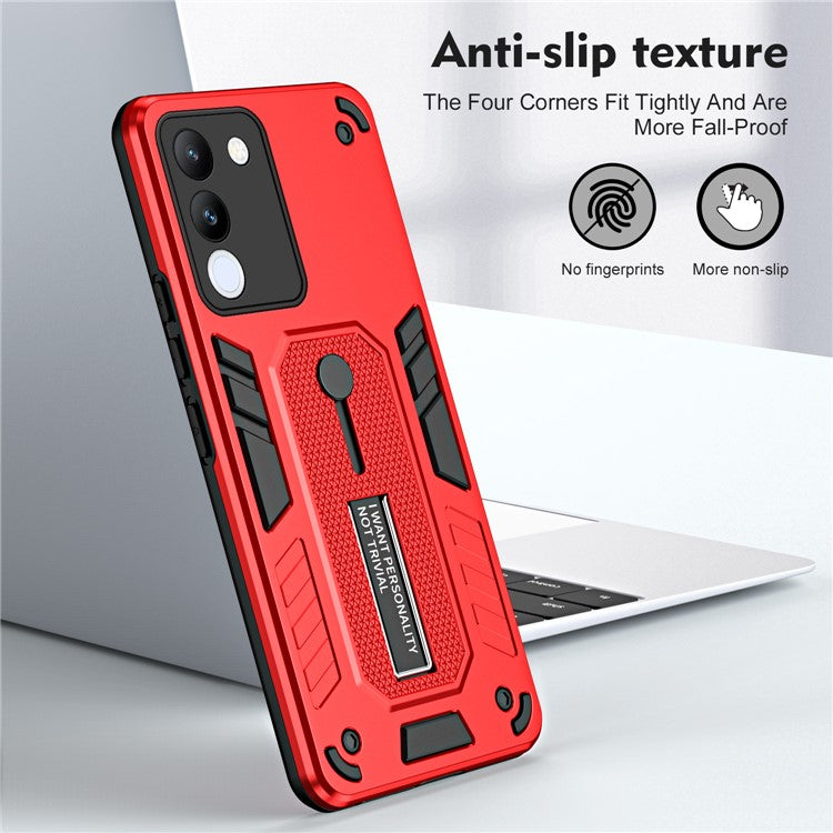 For vivo V29e (Global) 5G / Y200 (India) 5G Phone Case Metal Kickstand Back Cover - Red