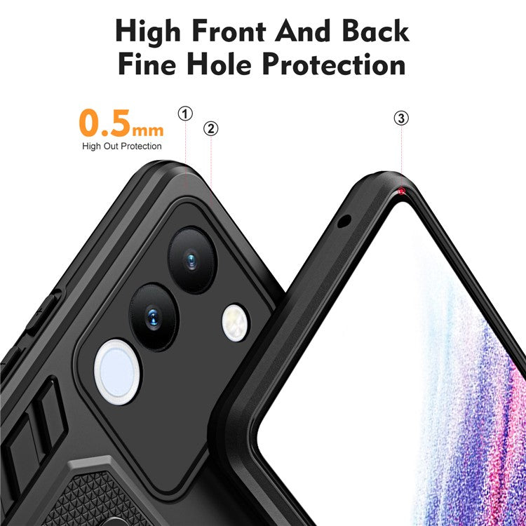 For vivo V29e (Global) 5G / Y200 (India) 5G Phone Case Metal Kickstand Back Cover - Black