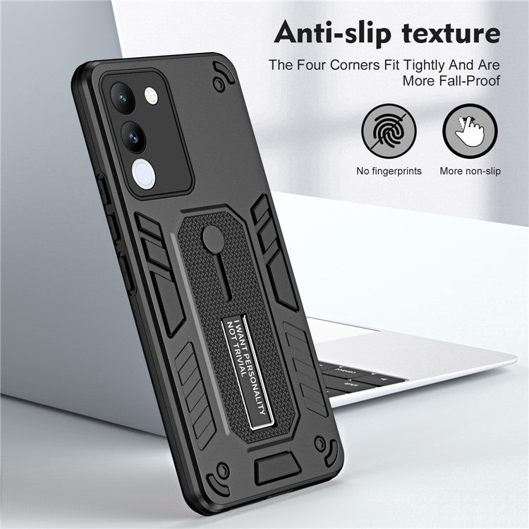 For vivo V29e (Global) 5G / Y200 (India) 5G Phone Case Metal Kickstand Back Cover - Black