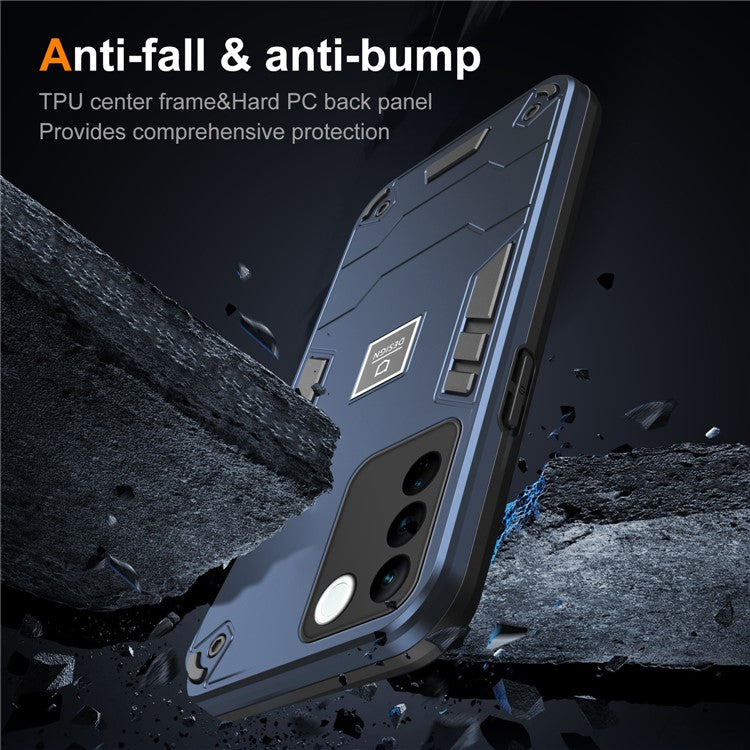 For vivo V27 5G / V27 Pro 5G / S16 / S16 Pro Case Rugged Hard PC+Soft TPU Phone Cover  - Navy Blue