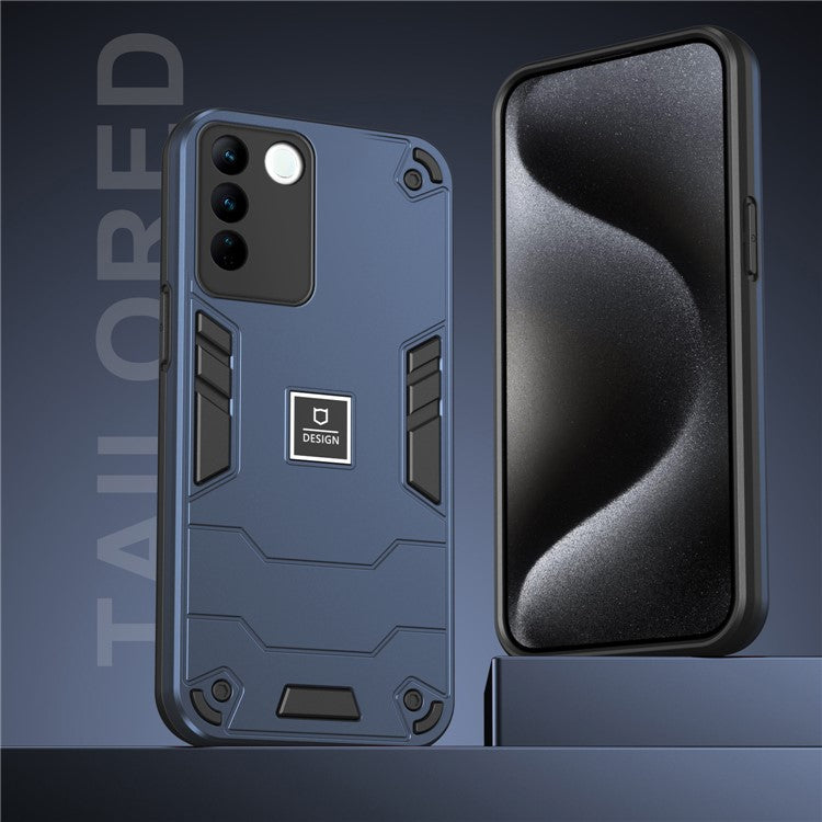 For vivo V27 5G / V27 Pro 5G / S16 / S16 Pro Case Rugged Hard PC+Soft TPU Phone Cover  - Navy Blue