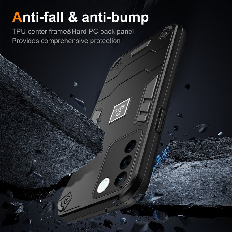 For vivo V27 5G / V27 Pro 5G / S16 / S16 Pro Case Rugged Hard PC+Soft TPU Phone Cover  - Black