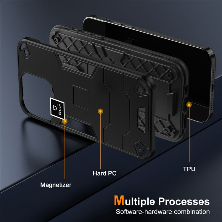 For vivo V27 5G / V27 Pro 5G / S16 / S16 Pro Case Rugged Hard PC+Soft TPU Phone Cover  - Black